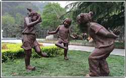 鑄銅關公 公園小孩踢毽子銅雕塑