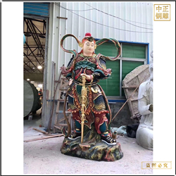 鑄銅關(guān)公 彩繪鎏金韋陀神將批發(fā)