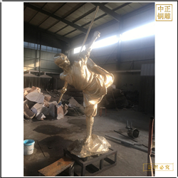 鑄銅關(guān)公 貼金寺廟少年功夫銅雕塑鑄造
