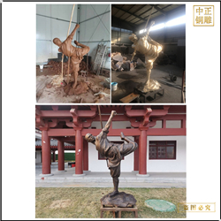 鑄銅關(guān)公 練功夫人物銅雕塑