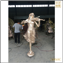 鑄銅關(guān)公 室外美女拉小提琴人物雕塑