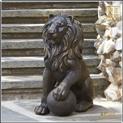 鑄銅關(guān)公 西方玩繡球銅獅子擺件