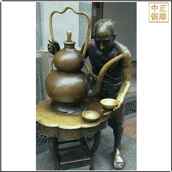 鑄銅關(guān)公 倒涼茶人物雕塑