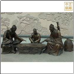 鑄銅關(guān)公 古代人物下棋景觀雕塑