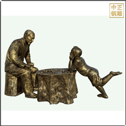 下象棋對弈人物雕塑 下象棋對弈人物雕塑