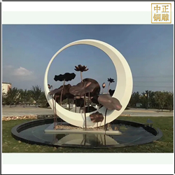 鑄銅關公 小區荷花景觀雕塑