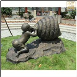 鑄銅關(guān)公 小區(qū)門口小孩吹海螺銅雕塑