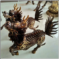 小型銅麒麟雕塑鑄造 小型銅麒麟雕塑鑄造