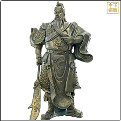 提刀捋胡子銅關公雕塑 提刀捋胡子銅關公雕塑